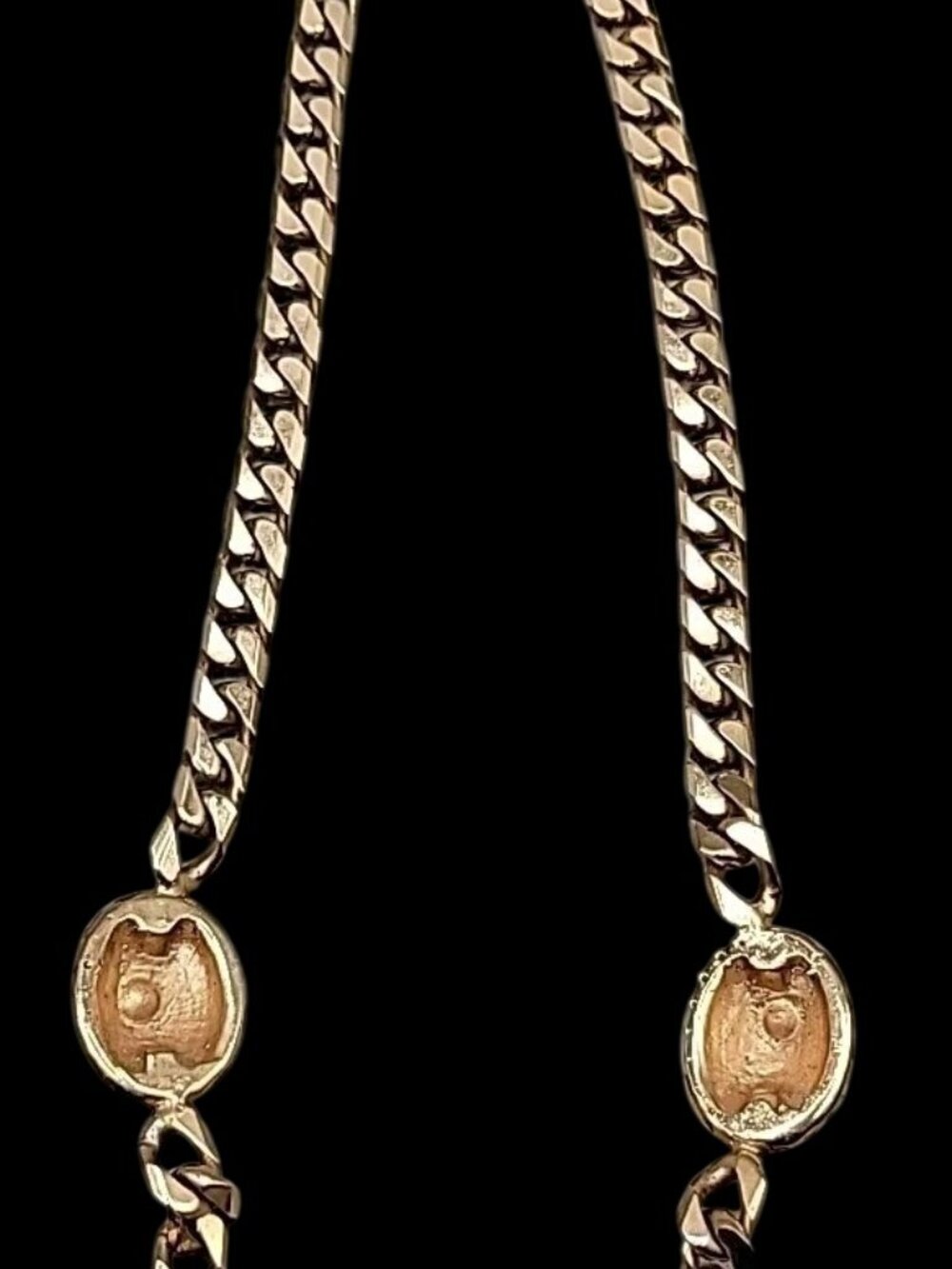 Bijoux Cascio Chunky Enamel Rhinestone Station Choker Necklace 17" Gold Tone VTG - Picture 9 of 16